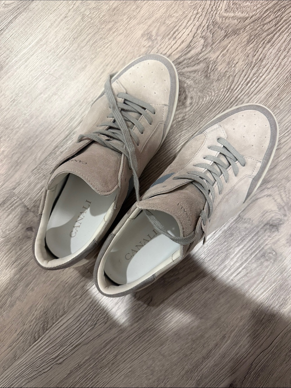 Canali Suede Low-Top Sneakers in Light Taupe